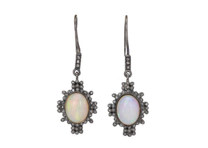 Pave Diamond & Opal Chandelier Drop Earrings, (DER-009)