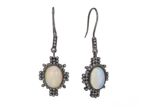 Pave Diamond & Opal Chandelier Drop Earrings, (DER-009)