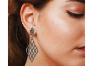 Pave Diamond Textile Drop Earrings, (DER-010)