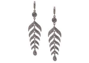 Pave Diamond Leaf Dangle Earrings, (DER-011)
