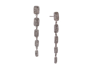 Pave Diamond Rectangle Drop Earrings, (DER-012)