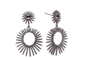 Pave Diamond Oval Chadelier Drop Earrings, (DER-014)