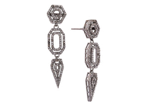 Pave Diamond Arrow Drop Earrings, (DER-016)