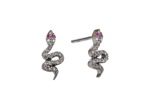 Pave Diamond Snake Stud Earrings, (DER-026)