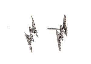 Pave Diamond Thunder Stud Earrings, (DER-028)