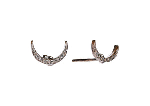 Pave Diamond Moon Stud Earrings, (DER-030)