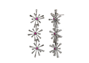 Pave Diamond Snow Flakes Dangle Earrings, (DER-035)