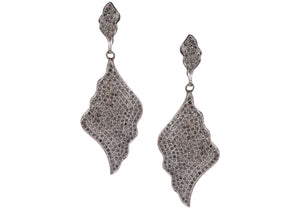 Pave Diamond Textile Drop Dangle Earrings, (DER-039)