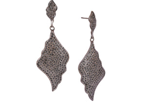 Pave Diamond Textile Drop Dangle Earrings, (DER-039)