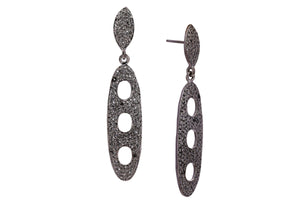 Pave Diamond Mini ovals Dangle Earrings, (DER-042)