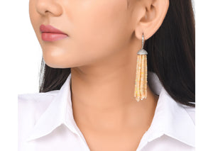 Pave Diamond Ethiopion Opal Shandilier Dangle Earrings, (DER-058)