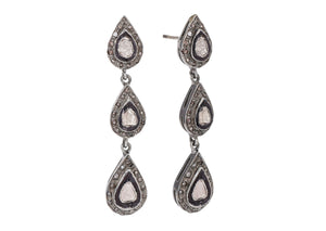 Pave Diamond Mini Teardrops Dangle Earrings, (DER-059)