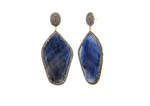 Pave Diamond Saphire Branch Tangle Earrings, (DER-073)