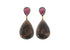 Pave Diamond Ruby Saphire long Pear Drop Earrings, (DER-088)