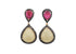 Pave Diamond Ruby and Yellow Saphire Pear Drop Earrings, (DER-096)