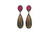Pave Diamond Ruby and Saphire Tear Drop Earrings, (DER-100)