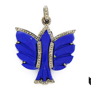 Pave Diamond Lapis Bird Pendant, (DLP-7034)