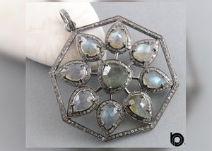 Pave Diamond & Labradorite Pendant, (DP-1376)