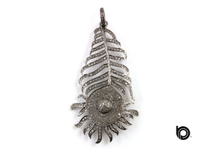 Pave Diamond Peacock Feather Pendant, (DP-1405)