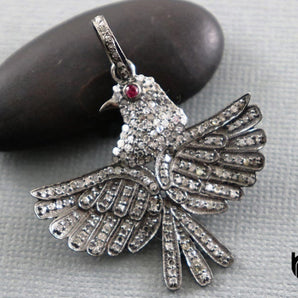 Pave Diamond Dove Bird Pendant, (DP-1866)