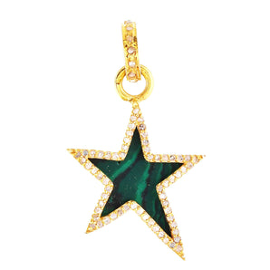 Pave Diamond Malachite Star Pendant, (DPS-191)