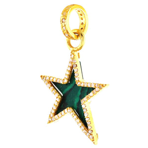 Pave Diamond Malachite Star Pendant, (DPS-191)