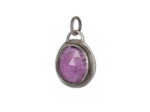 Sterling Silver Ruby/Labradorite Oval Artisan Handcrafted Pendant, (SP-5600)