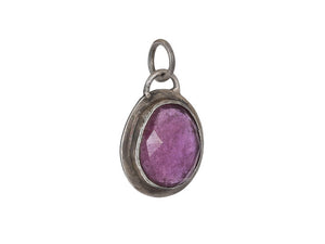 Sterling Silver Ruby/Labradorite Oval Artisan Handcrafted Pendant, (SP-5600)