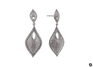 Pave Diamond Marquise Drop Dangle Earrings w/ Ear Post ,(DER-1053)