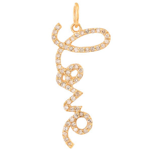 14k Solid Gold & Diamond Love Charm, (14K-DCH-807)