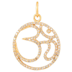 14k Solid Gold & Diamond OHM Charm, (14K-DCH-813)