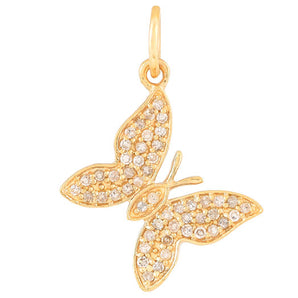 14k Solid Gold & Diamond Butterfly Charm, (14K-DCH-808)