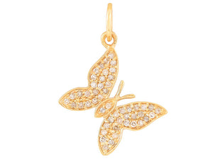 14k Solid Gold & Diamond Butterfly Charm, (14K-DCH-808)