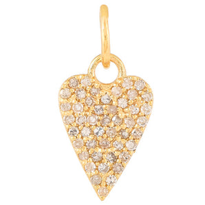 14k Solid Gold & Diamond Elongated Heart Charm, (14K-DCH-804)