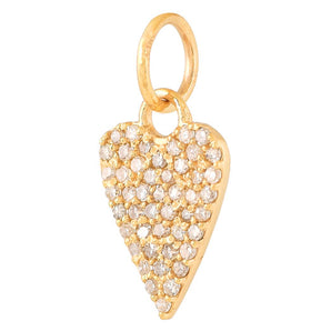 14k Solid Gold & Diamond Elongated Heart Charm, (14K-DCH-804)