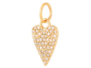 14k Solid Gold & Diamond Elongated Heart Charm, (14K-DCH-804)
