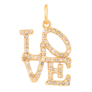 14k Solid Gold & Diamond Love Charm, (14K-DCH-814)