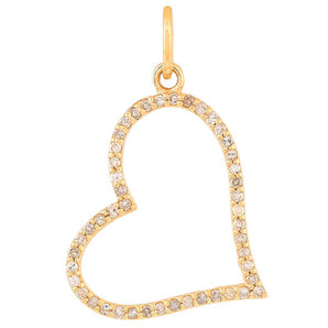 14k Solid Gold & Diamond Heart Charm, (14K-DCH-815)