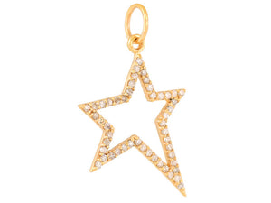 14k Solid Gold & Diamond Star Pendant, (14K-DCH-809)