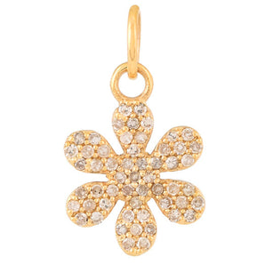 14k Solid Gold & Diamond Cherry Blossom Charm, (14K-DCH-810)