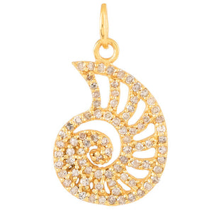 14k Solid Gold & Diamond Nautilus Shell Charm, (14K-DCH-802)