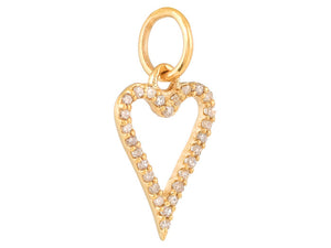 14k Solid Gold & Diamond Heart Charm, (14K-DCH-811)