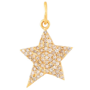 14k Solid Gold & Diamond Star Charm, (14K-DCH-805)