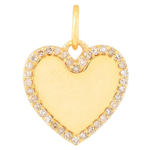 14k Solid Gold & Diamond Gold Heart Pendant, (14K-DCH-821)