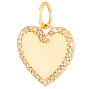 14k Solid Gold & Diamond Gold Heart Pendant, (14K-DCH-821)