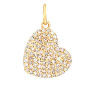 14k Solid Gold & Diamond Heart Charm, (14K-DCH-825)