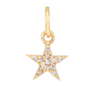 14k Solid Gold & Diamond Little Star Charm, (14K-DCH-831)