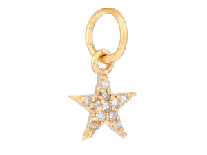 14k Solid Gold & Diamond Little Star Charm, (14K-DCH-831)