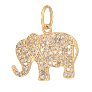 14k Solid Gold & Diamond Elephant Charm, (14K-DCH-824)