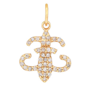 14k Solid Gold & Diamond Lucky Fleur de Lis Charm, (14K-DCH-840)